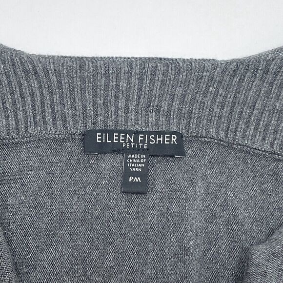 Eileen Fisher Sweater‎ Medium Petite Gray Cardigan Open Front Viscose Flowy - Picture 5 of 9